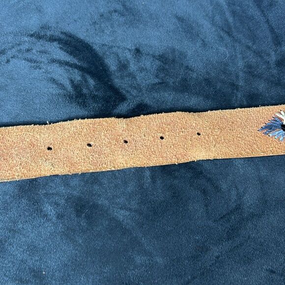 Lucky Brand Brown Leather Belt with Embroidered Detail - Picture 7 of 9